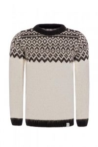 "Borg" wool sweater white, white wool sweater with black icelandic pattern, made from Icelandic wool