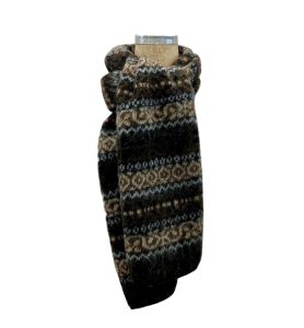 "Lækur" brown scarf with nordic pattern made from Icelandic wool