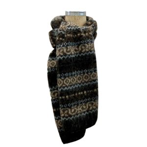 "Lækur" brown scarf with nordic pattern made from Icelandic wool