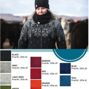 "Skjól" black neckwarmer made from Icelandic wool, lined with fleece