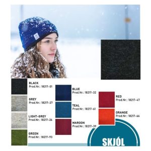 Skjól" fleece-lined beanie black, black wool beanie lined with fleece made from Icelandic wool