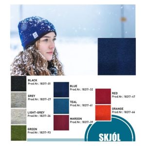 "Skjól" fleece-lined beanie blue, blue wool beanie lined with black fleece made from Icelandic wool