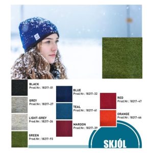"Skjól" fleece-lined beanie green, green wool beanie lined with black fleece made from Icelandic wool