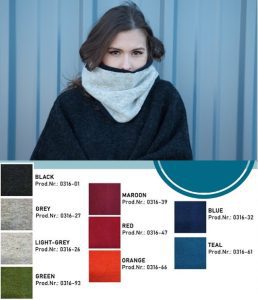 "Skjól" gray neckwarmer made from Icelandic wool lined with black fleece