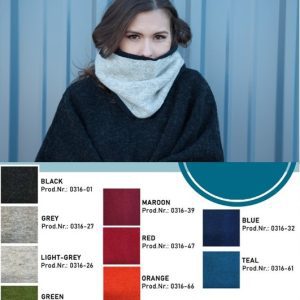 "Skjól" gray neckwarmer made from Icelandic wool lined with black fleece