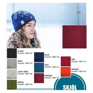 "Skjól" fleece-lined beanie maroon, dark red wool beanie lined with black fleece, made from Icelandic wool