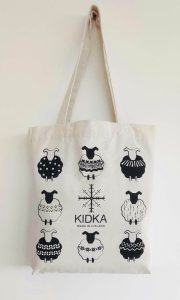 Tote bag with sheep print. Icelandic sheep tote bag in natural beige with black minimalistic sheep print