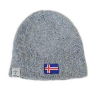 "Icelandic Flag" light blue hat with embroidered icelandic flag made from Icelandic wool