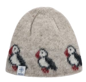 beige puffin hat from Icelandic wool
