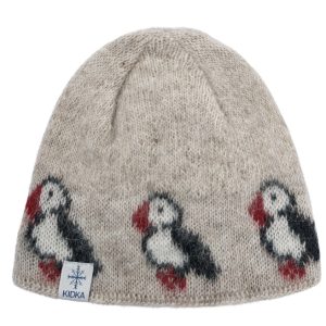 beige puffin hat from Icelandic wool