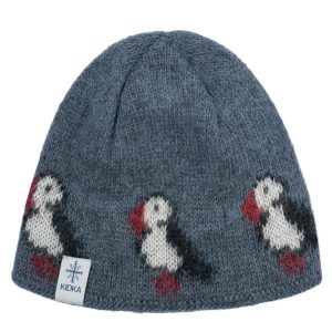 Blue puffin hat from Icelandic wool