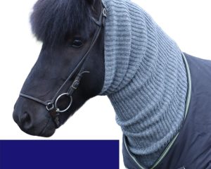 Horse BAFF blue turtleneck piece for horses. Blue turtleneck piece for Icelandic horses made from Icelandic wool. Icelandic horse tack made in Iceland.