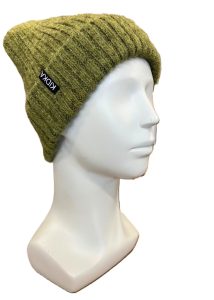 Moss green wool hat knitted from Fjallalopi Icelandic wool. Rib-knit gives flexibility. Made from Icelandic wool, made in Iceland
