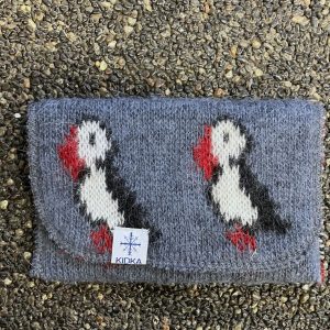 Blue Puffin pouch made from Icelandic Wool and made in Iceland.