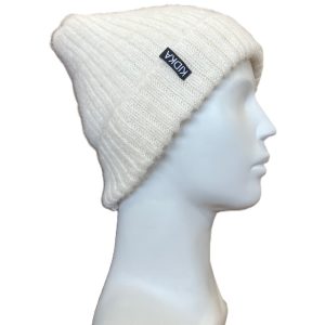 Fjallalopi white knitted rib beanie made from Icelandic fjallalopi wool. Available in nine icelandic colors